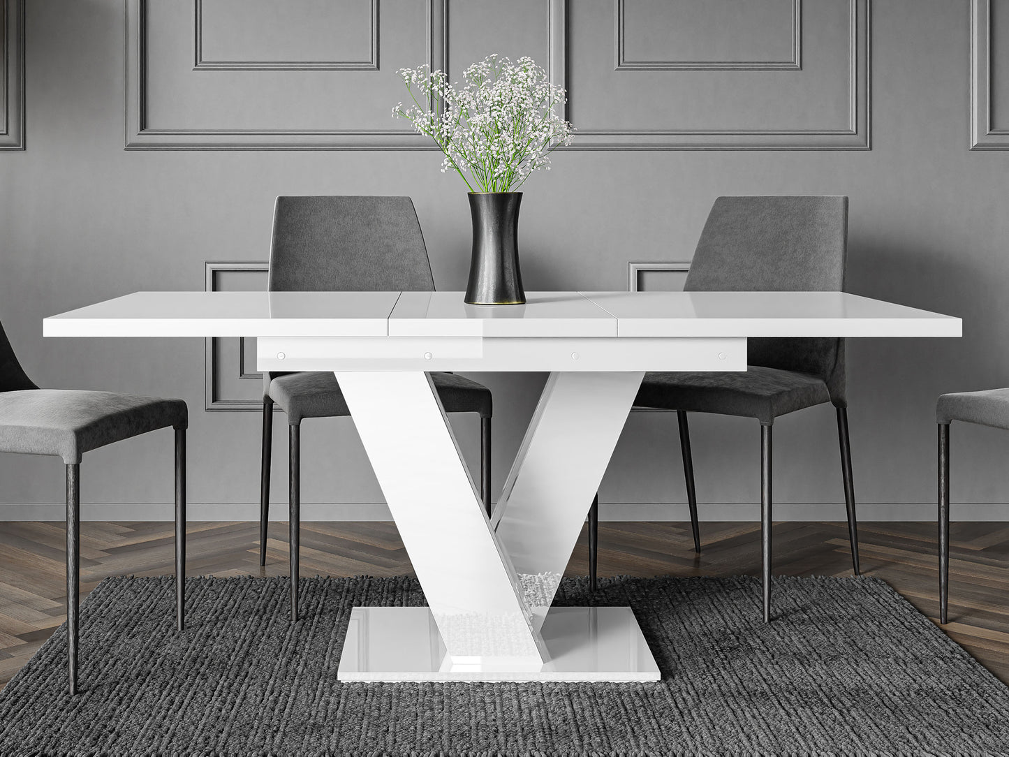 Mesa de Refeição Extensível Masiv Branco Brilhante