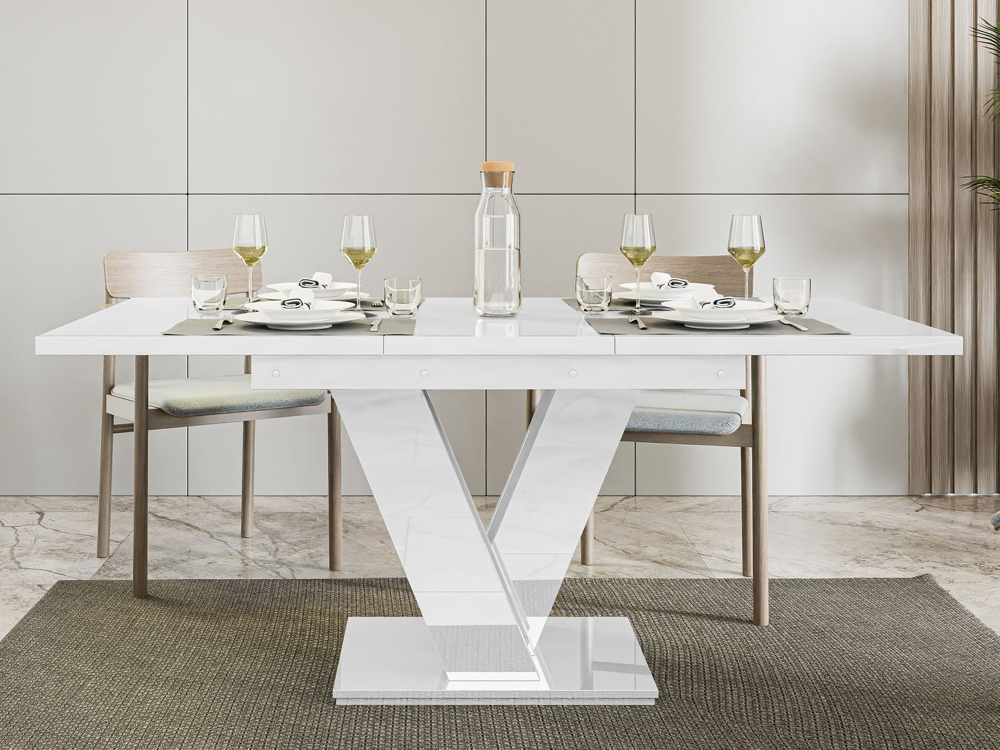 Mesa de Refeição Extensível Masiv Branco Brilhante