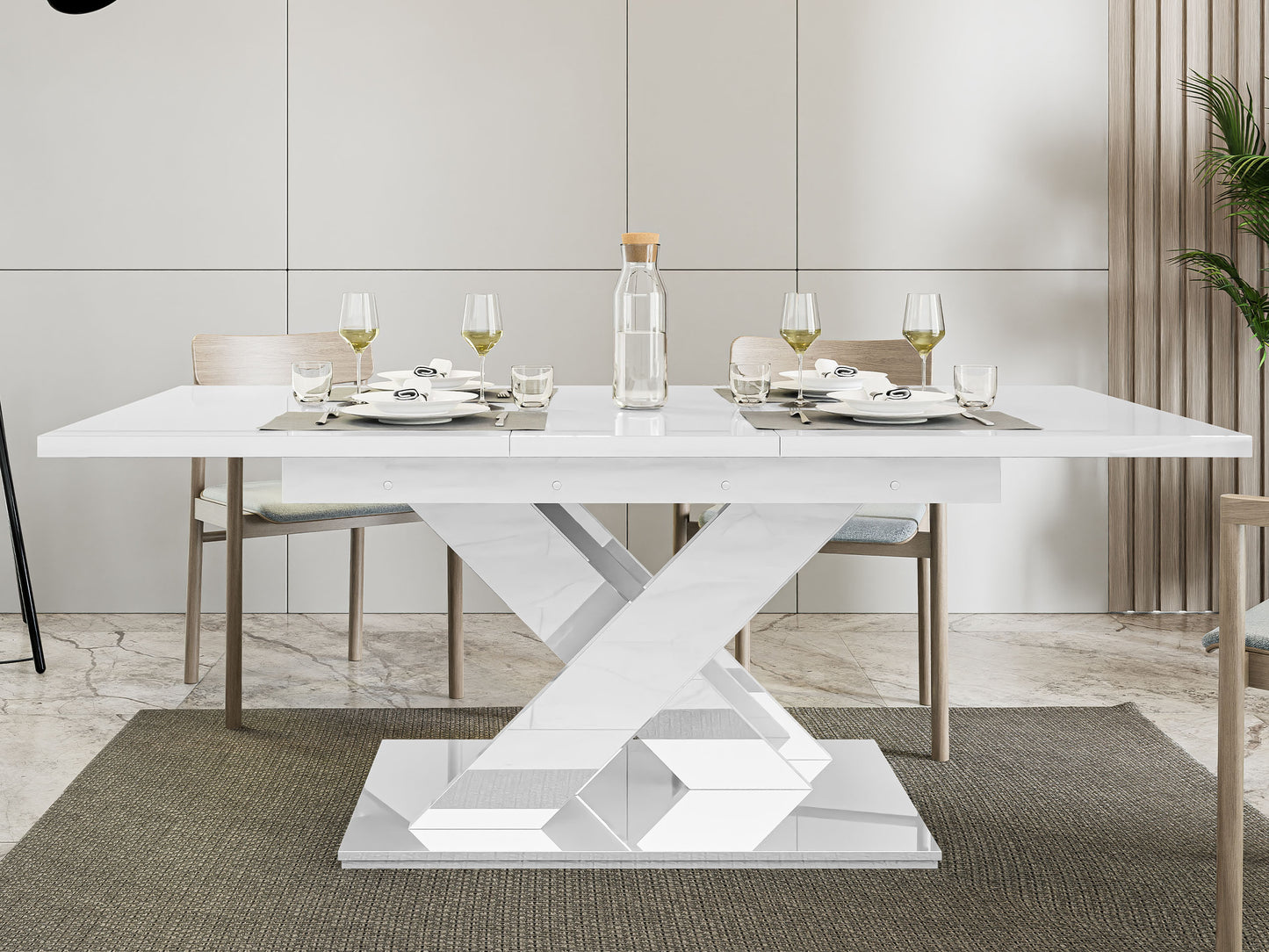 Mesa Extensível Bronx Branco Brilhante