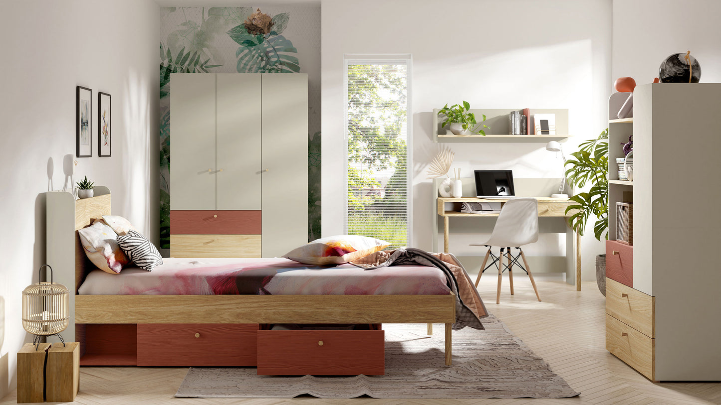 Cama Yuki 1N2G 90cm Coral