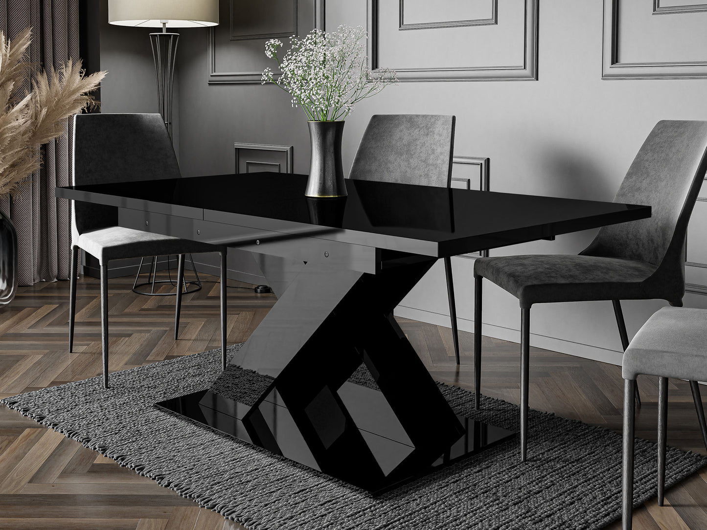 Mesa Extensível Bronx Preto Brilhante