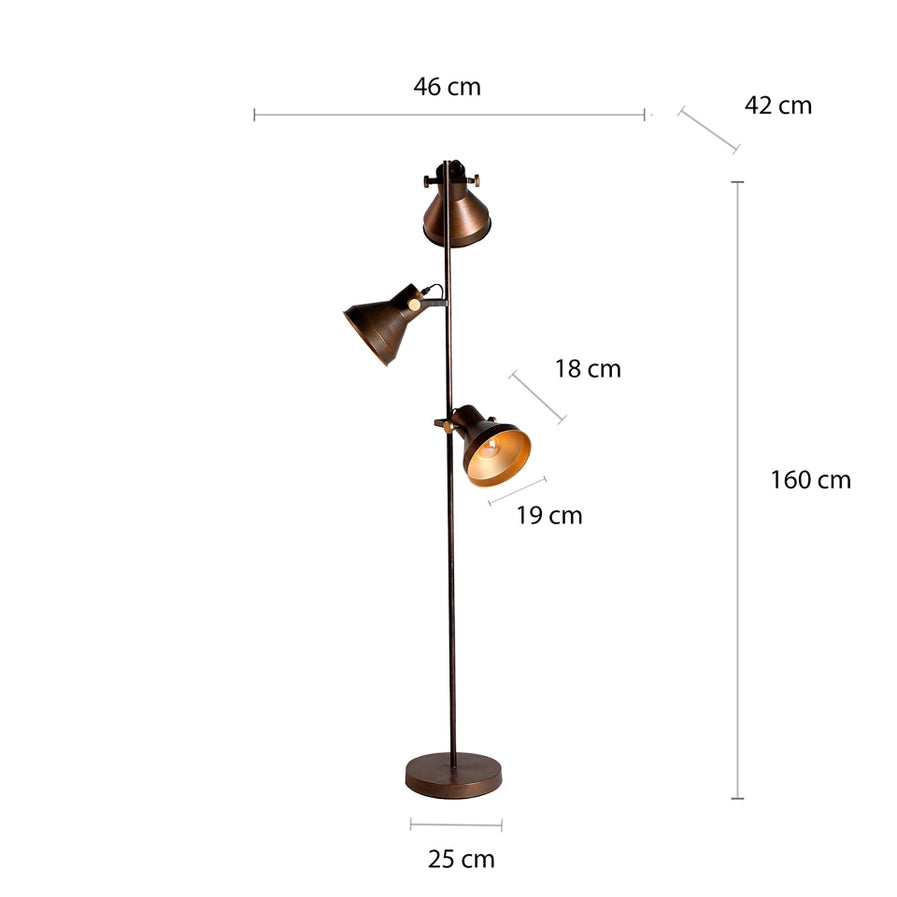 Iron floor lamp, bronze color, 46X42X160CM