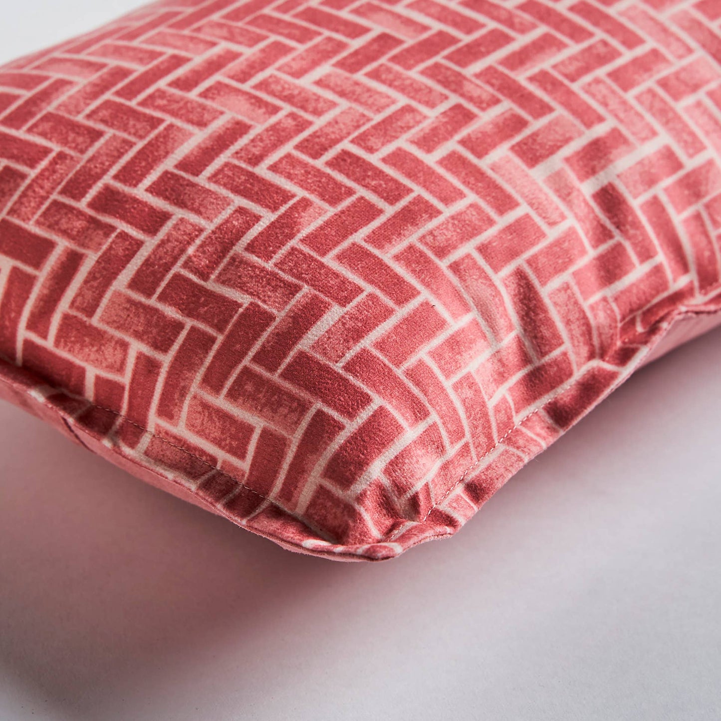 Almofada em Veludo Rosa, Rosa, 42X26X10Cm