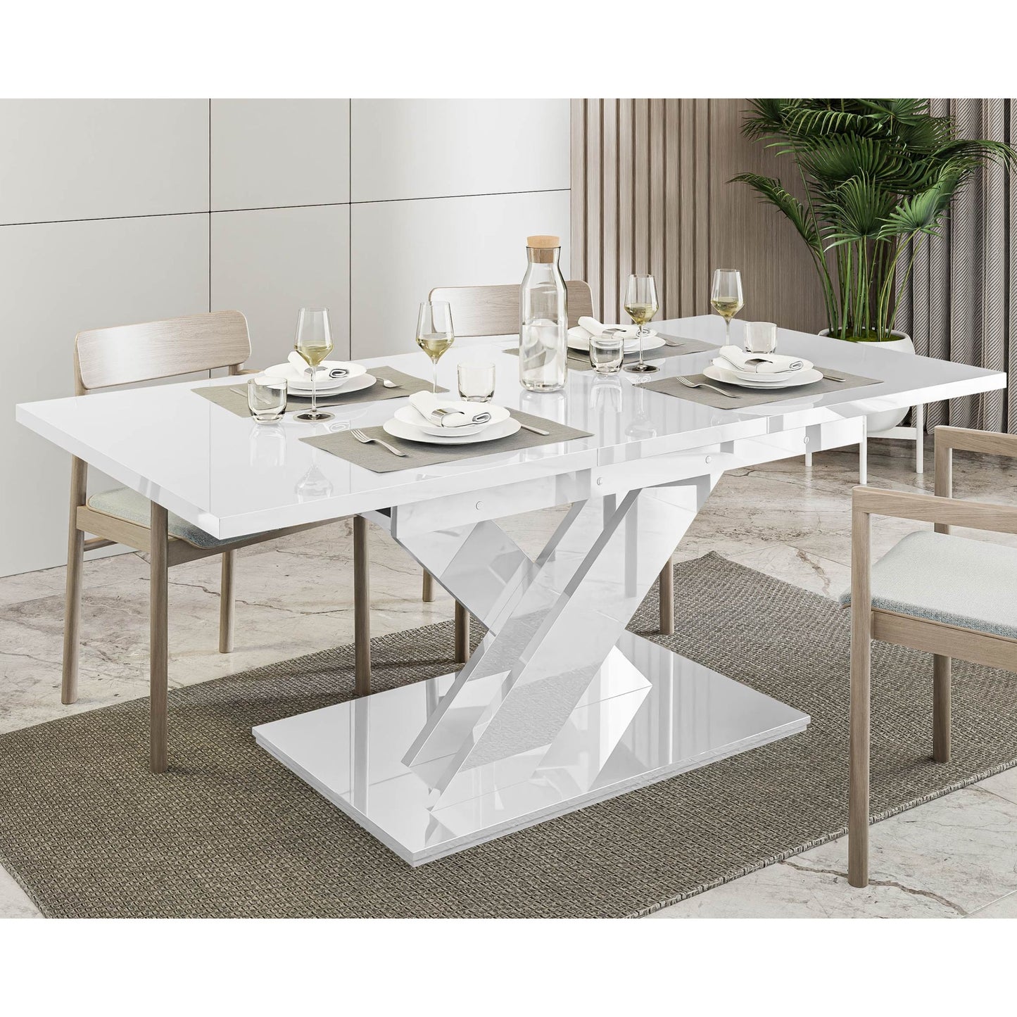 Mesa Extensível Bronx Branco Brilhante
