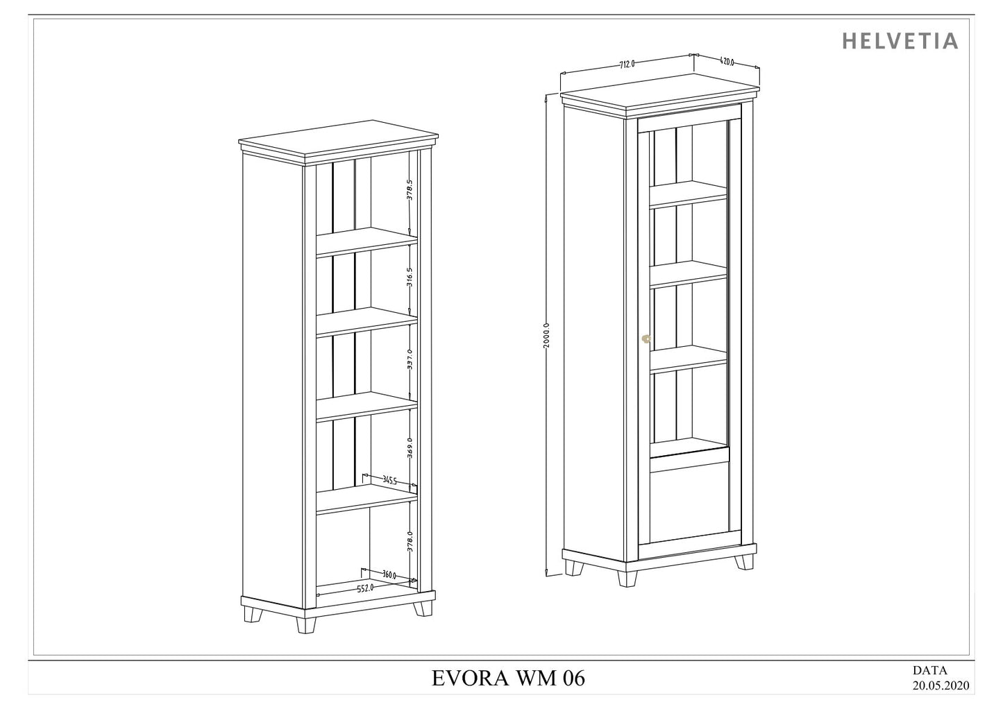 Vitrina Alta Evora 1P Abertura Esquerda Branco