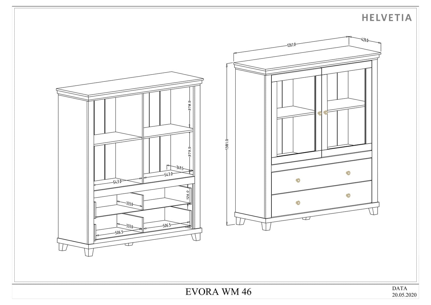 Vitrina Baixa Evora 2P2G Branco