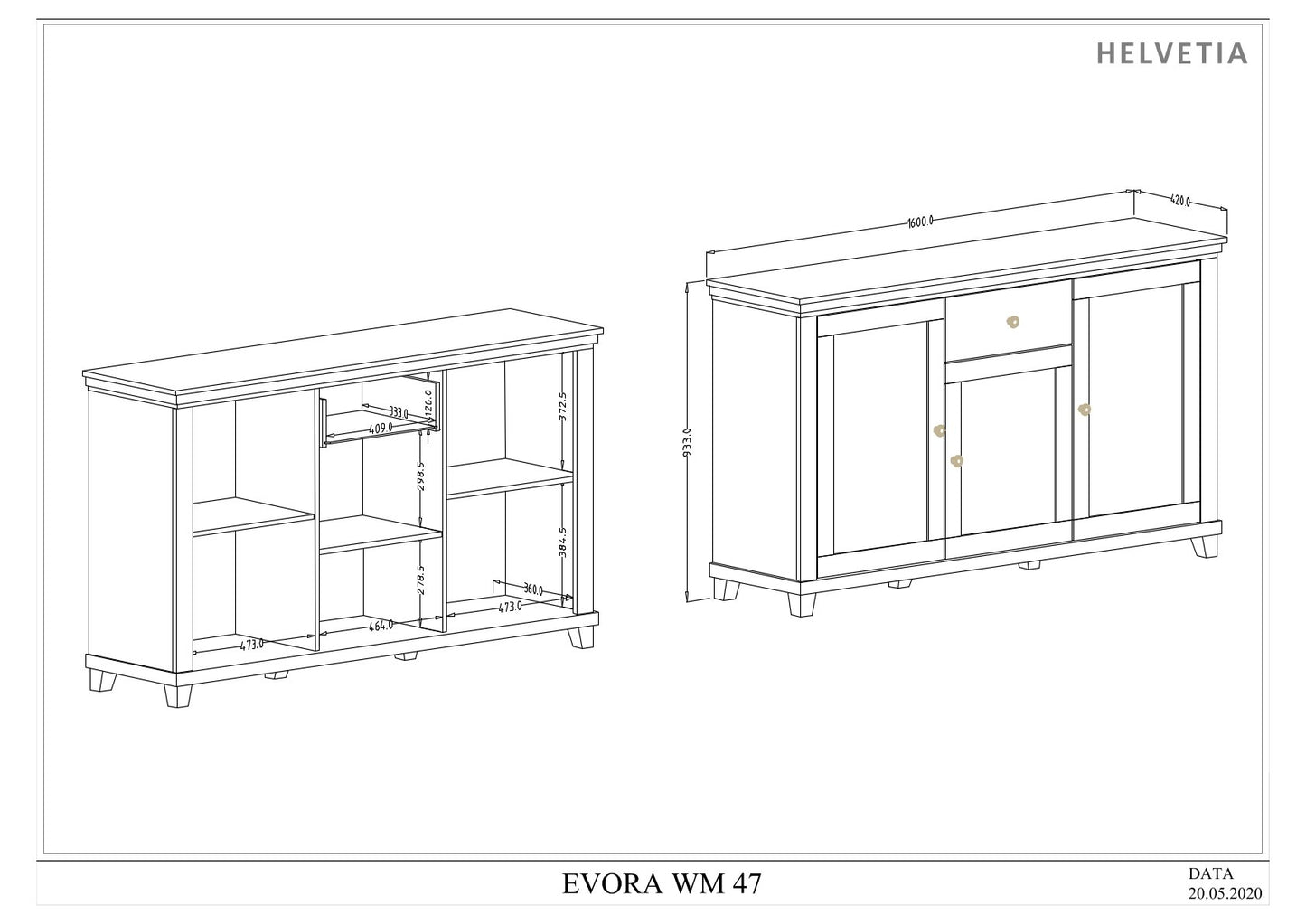 Aparador Evora 3P1G Branco