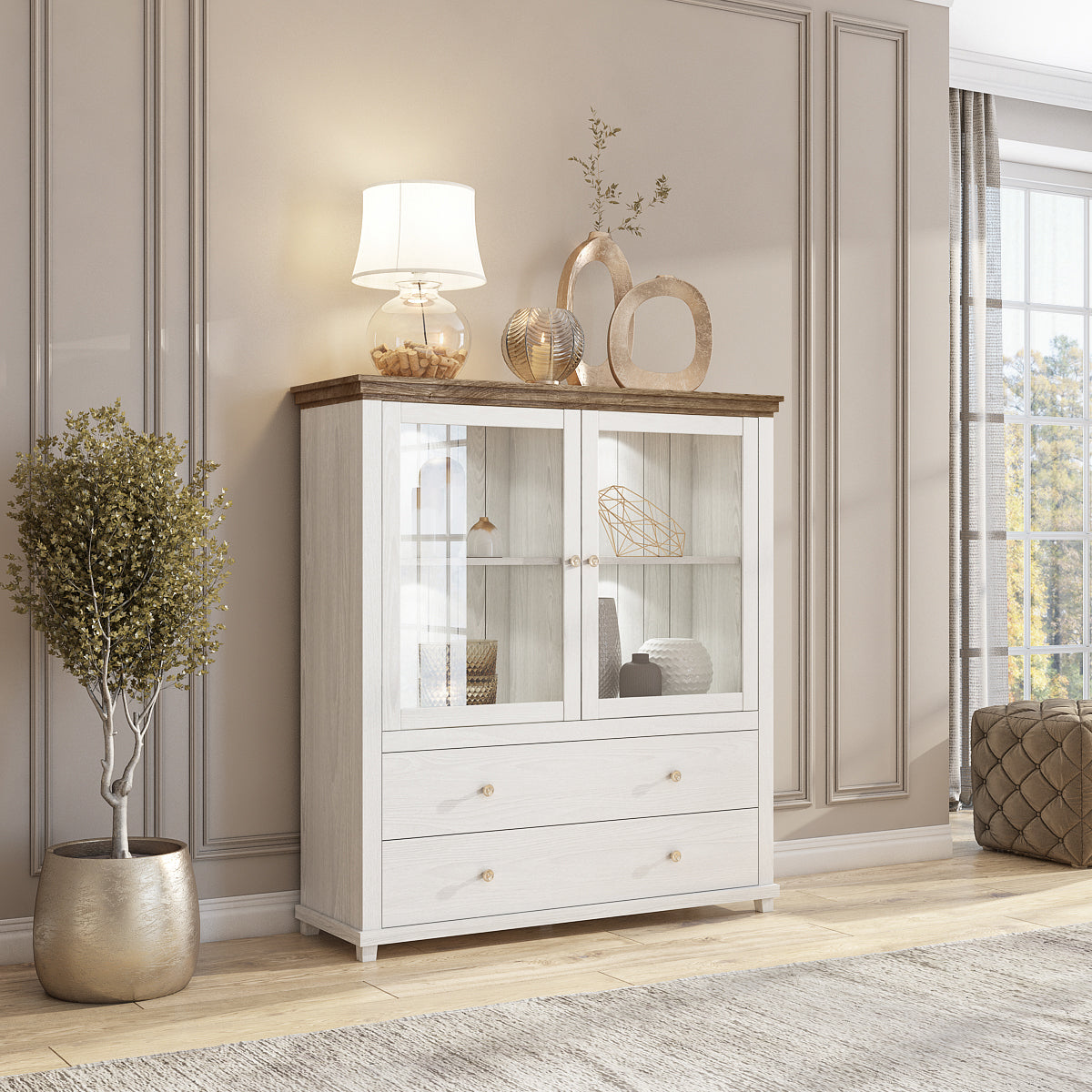 Vitrina Baixa Evora 2P2G Branco