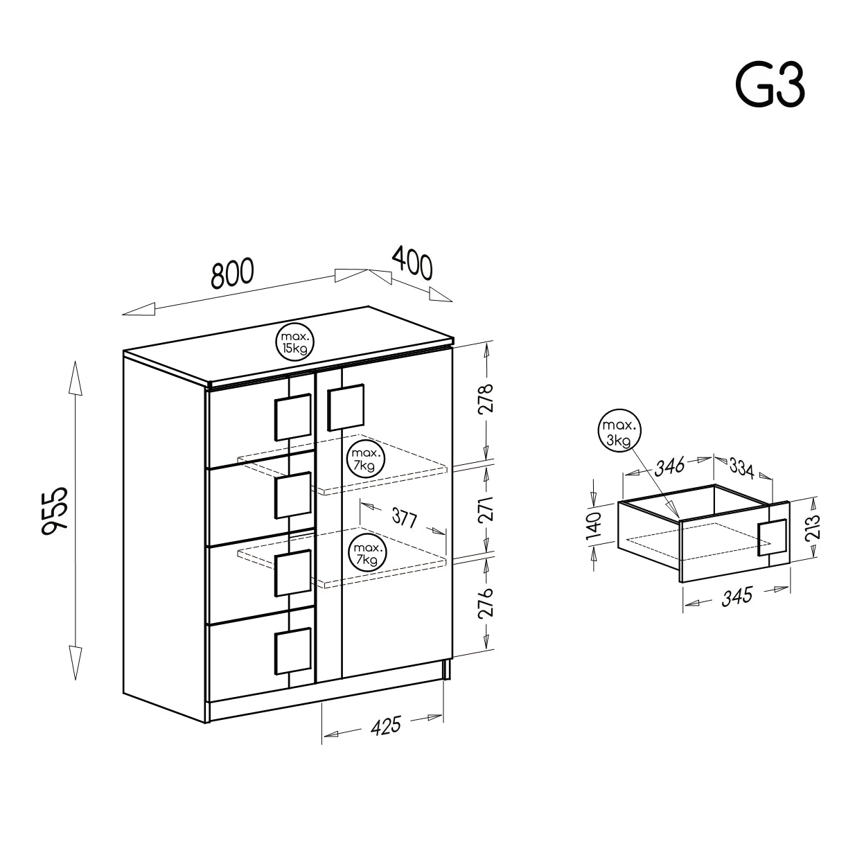Cómoda Gumi 1P 4G Antracyt