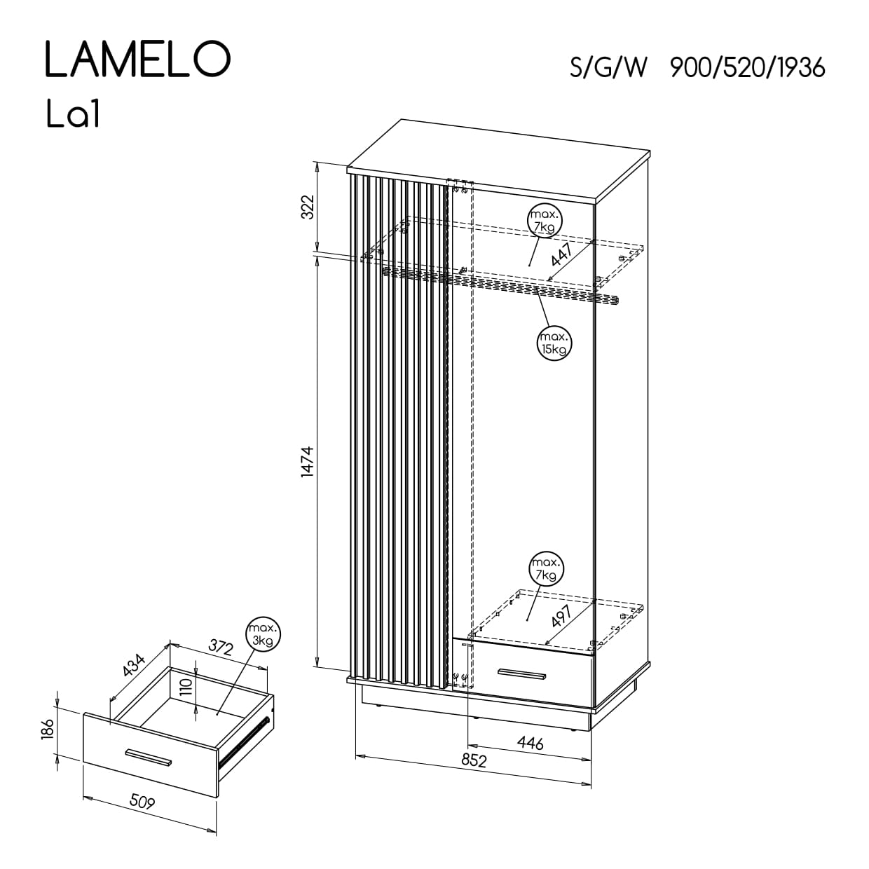 Roupeiro Lamelo 2P1G