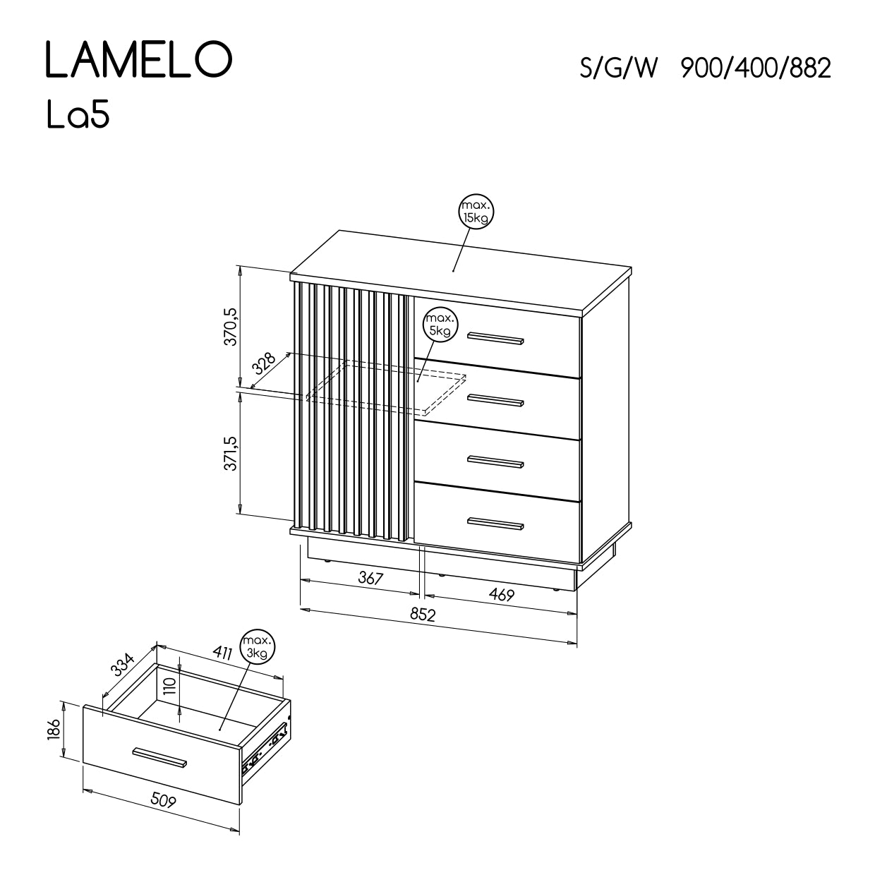 Cómoda Lamelo 1P4G