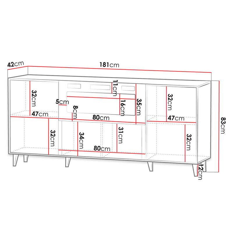 Vamos Sideboard with Fireplace 180cm