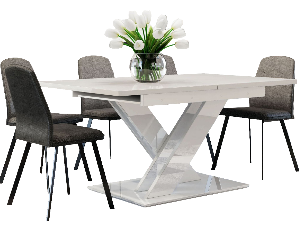 Mesa Extensível Bronx Branco Brilhante