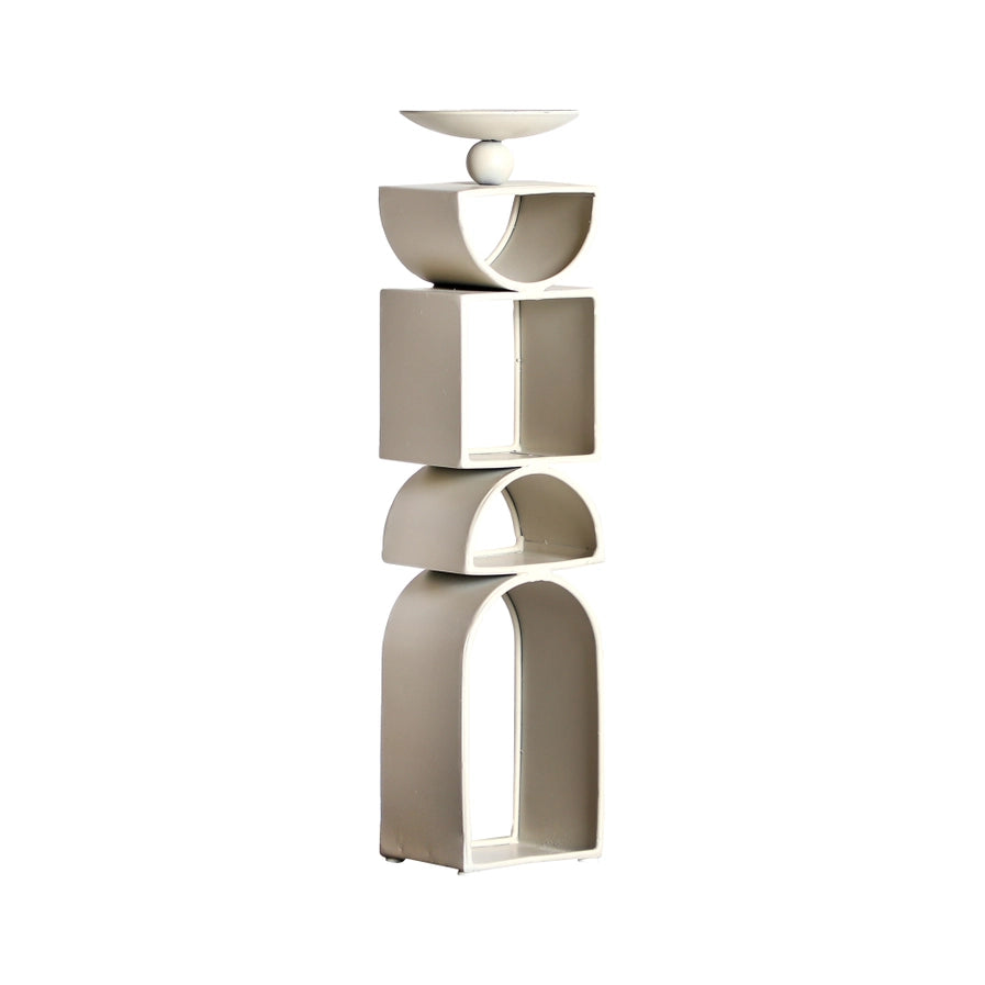 Off-white iron candlestick 7x6x31cm