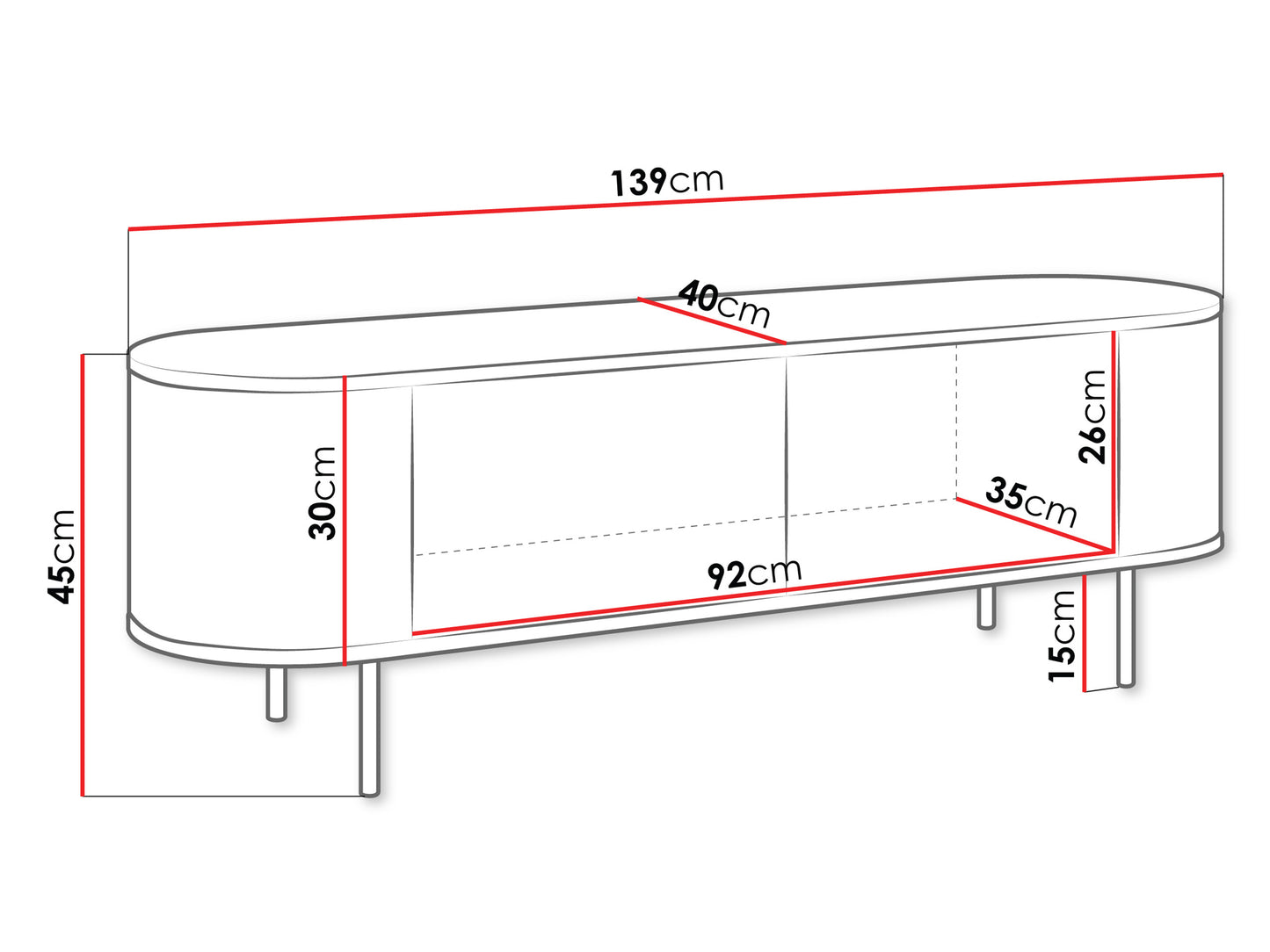 Base TV Lygrint 2P 140cm Preto