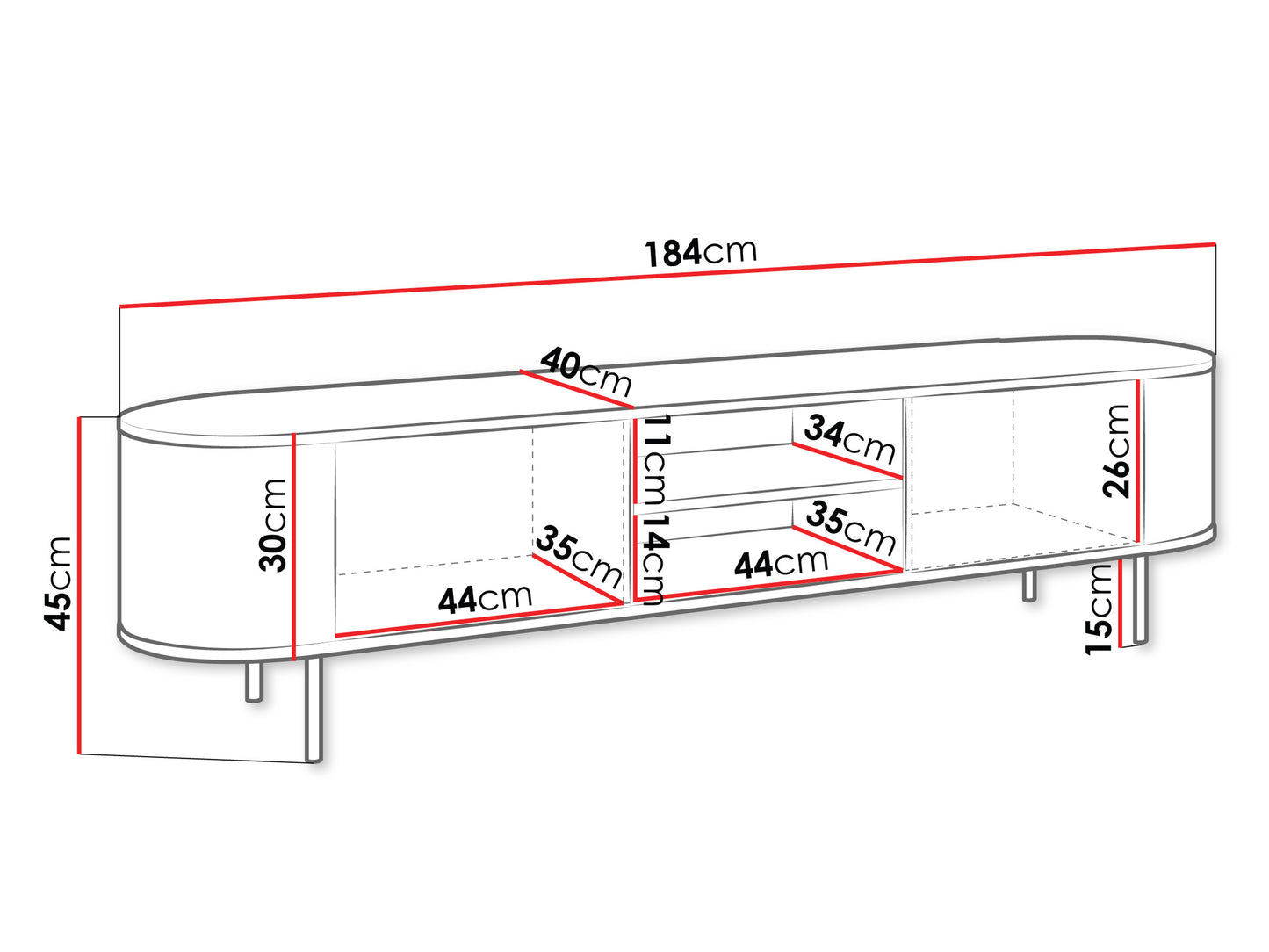 Base TV Lygrint 2P2N 180cm Branco