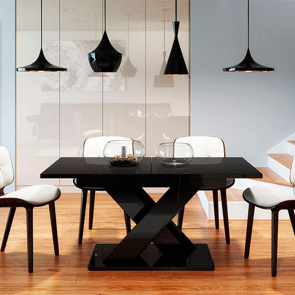 Mesa Extensível Bronx Preto Brilhante