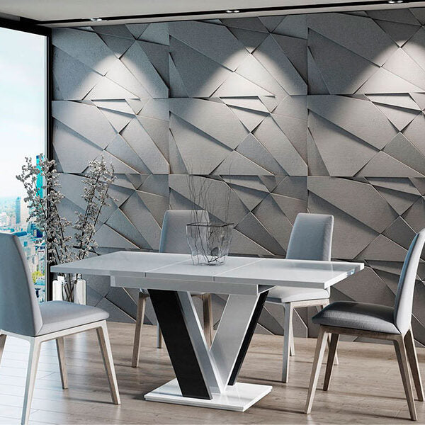 Mesa de Refeição Extensível Masiv Branco Brilhante + Preto Brilhante
