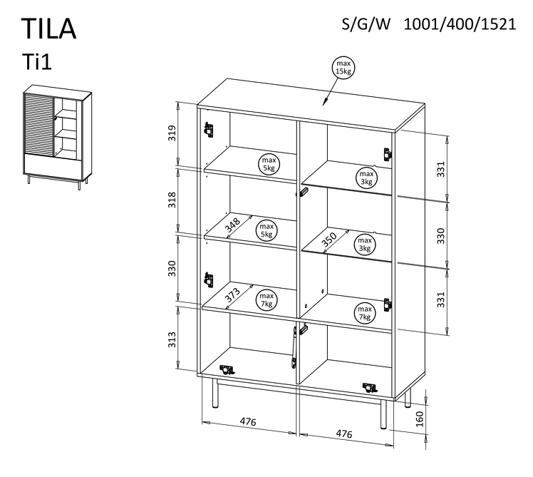 Vitrine Tila 3P