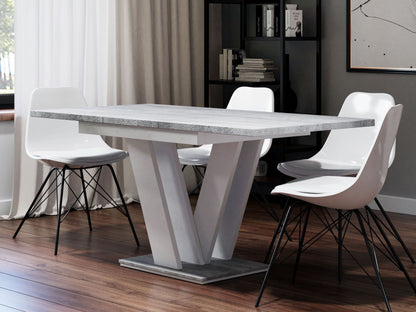 Mesa de Refeição Extensível Masiv Branco + Mármore Cinza