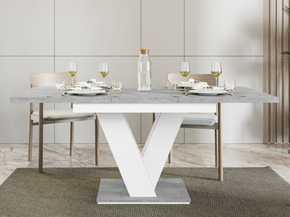 Mesa de Refeição Extensível Masiv Branco + Mármore Cinza