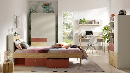 Roupeiro Yuki 3P3G 120cm Coral