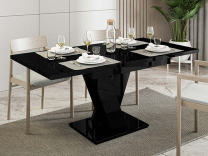 Mesa de Refeição Extensível Masiv Preto Brilhante