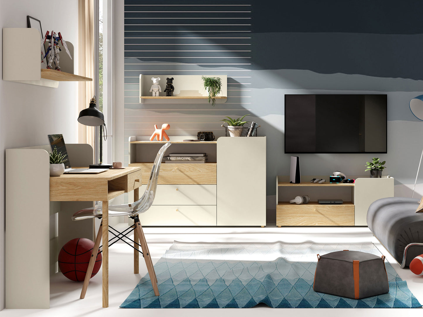 Móvel TV Yuki 1N1G1P 120cm Bege