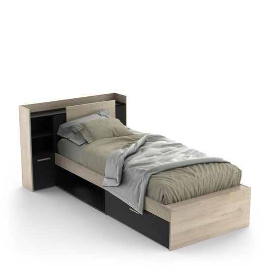 Cama Life 90x190 1G c/ Arrumação Preto