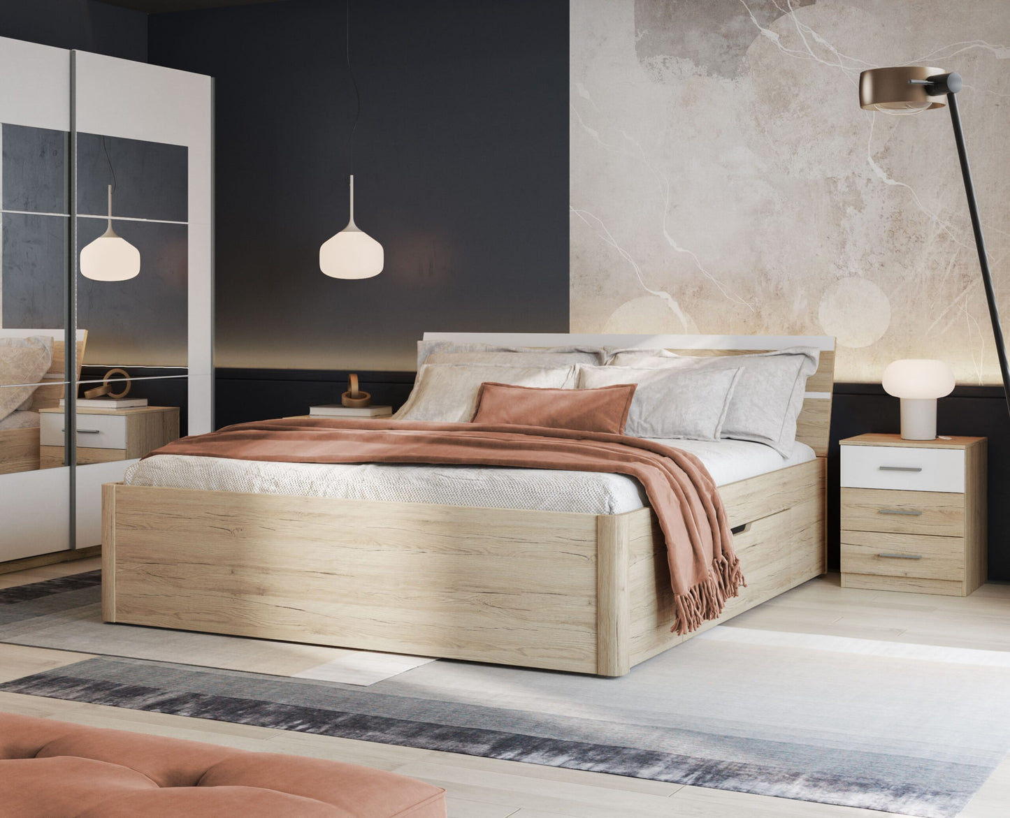 Cama Beta San Remo/Branco 52 com gavetas