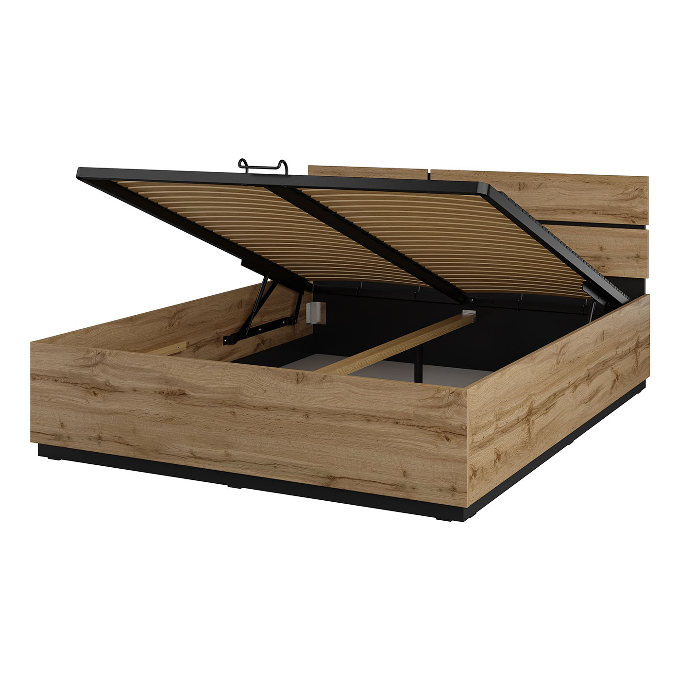 Cama Cross S Elegante 160x200 com Estrado Elevatório Oak e Preto