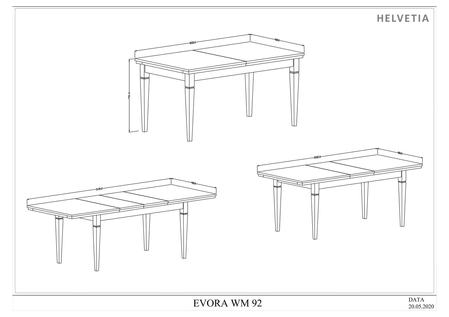 Evora extendable dining table