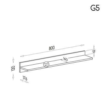 Prateleira simples Gumi 80CM Antracyt