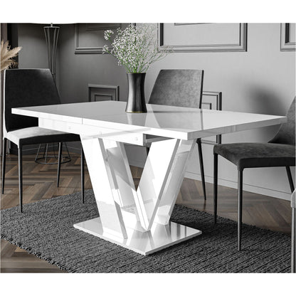 Mesa de Refeição Extensível Masiv Branco Brilhante