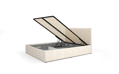 Cama Estofada com Estrado Mossa 160x200cm Bege