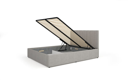 Cama Estofada com Estrado Mossa 160x200cm Cinza
