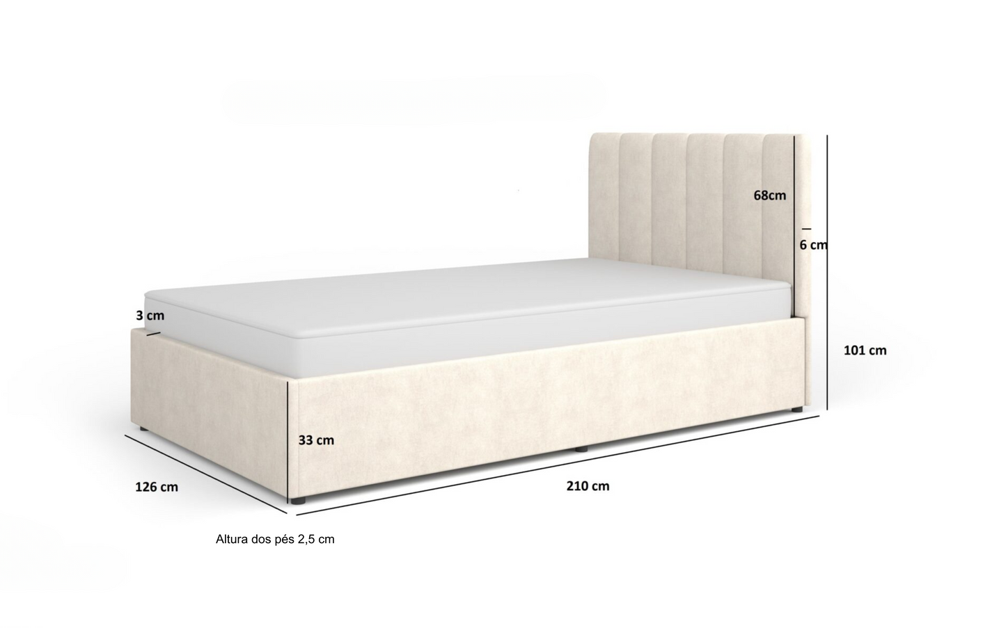 Upholstered Bed with Mossa Base