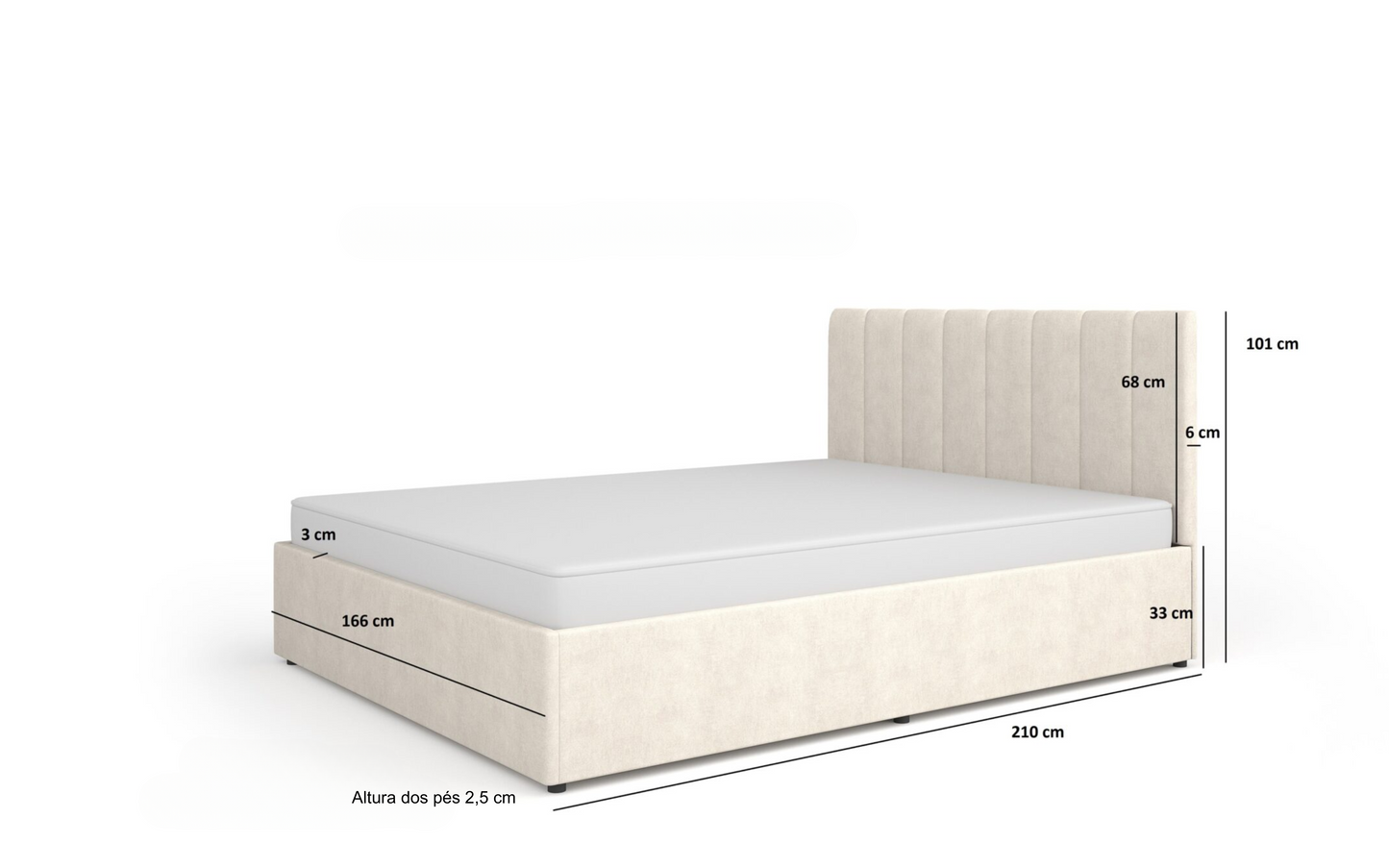 Upholstered Bed with Mossa Base