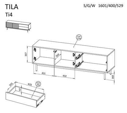 Móvel TV Tila 2P2G 160cm