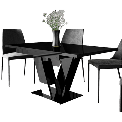 Mesa de Refeição Extensível Masiv Preto Brilhante