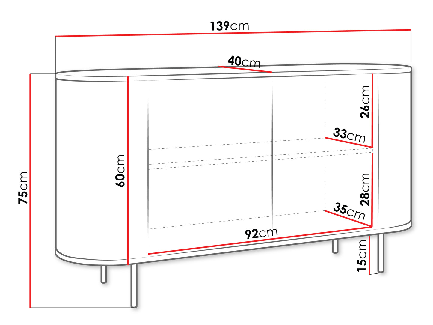 Aparador Lygrint 2P 140cm Branco