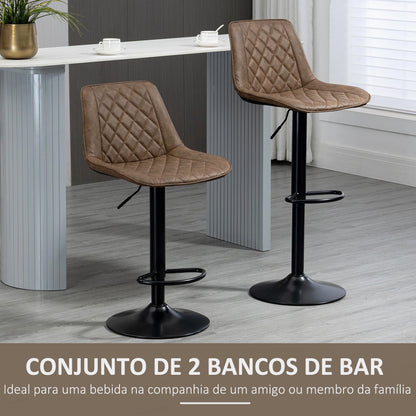 Conjunto de Bancos de Bar Estofados Marrom