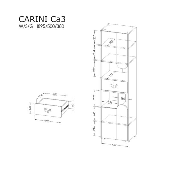 Estante Carini 2P 1G