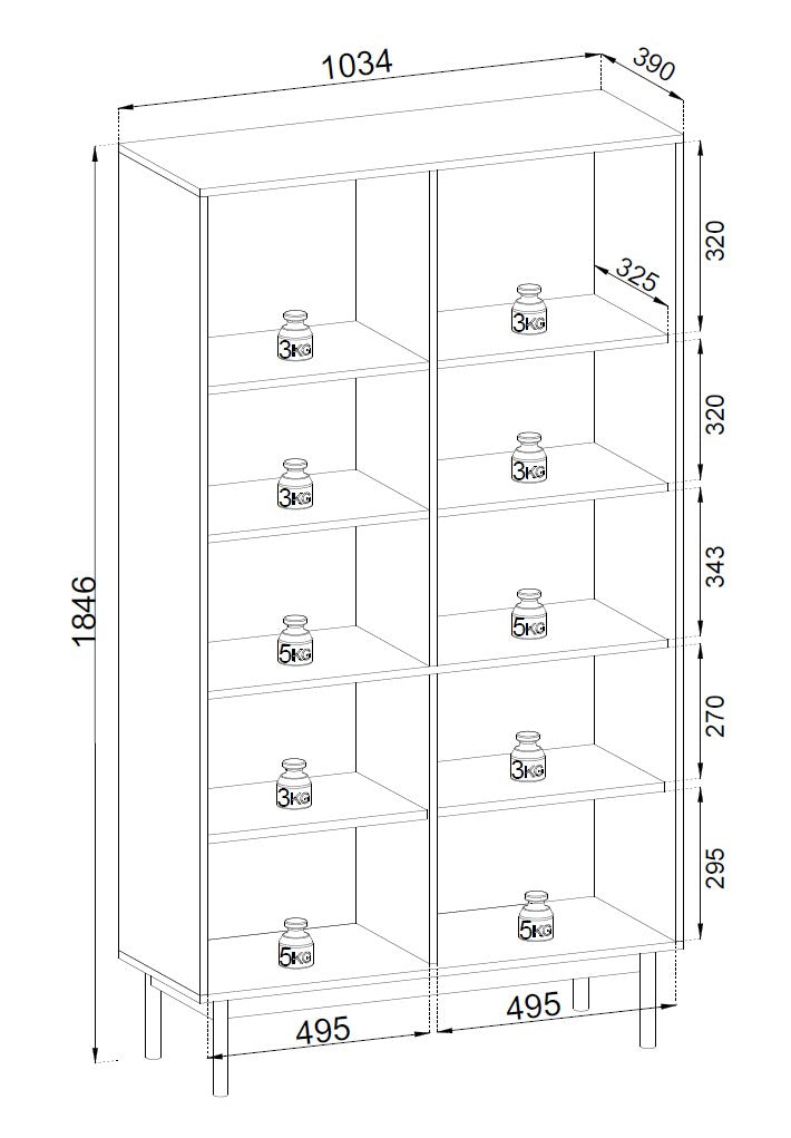 Japandi display case 103cm