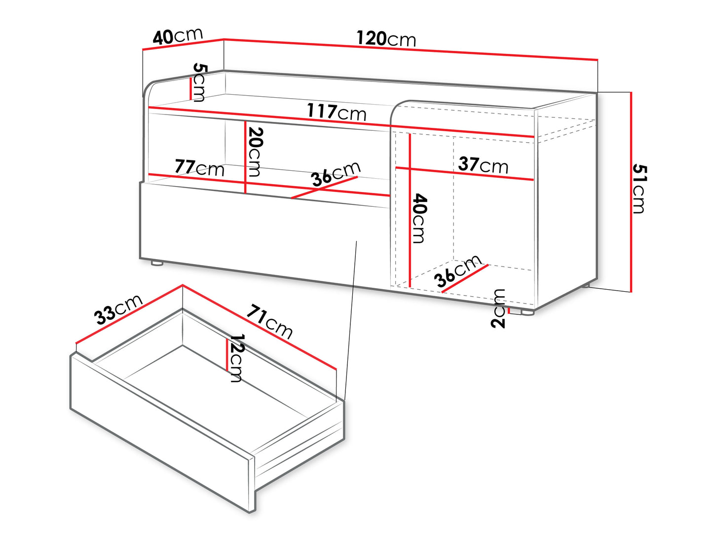 Móvel TV Yuki 1N1G1P 120cm Bege