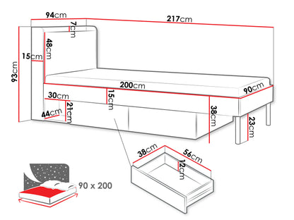 Cama Yuki 1N2G 90cm Bege